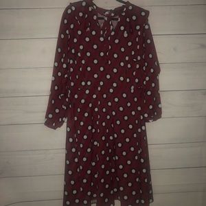 Eloquii Burgundy Flowered Tie Neck Dress 18